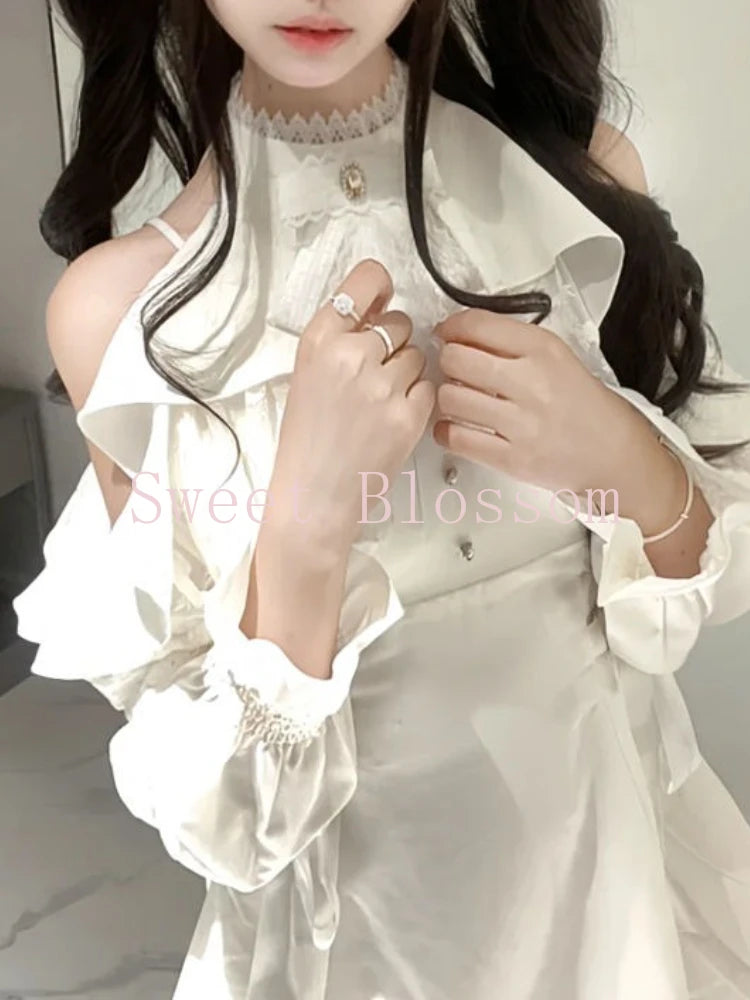 Fairycore Ruffle Dress in Ivory