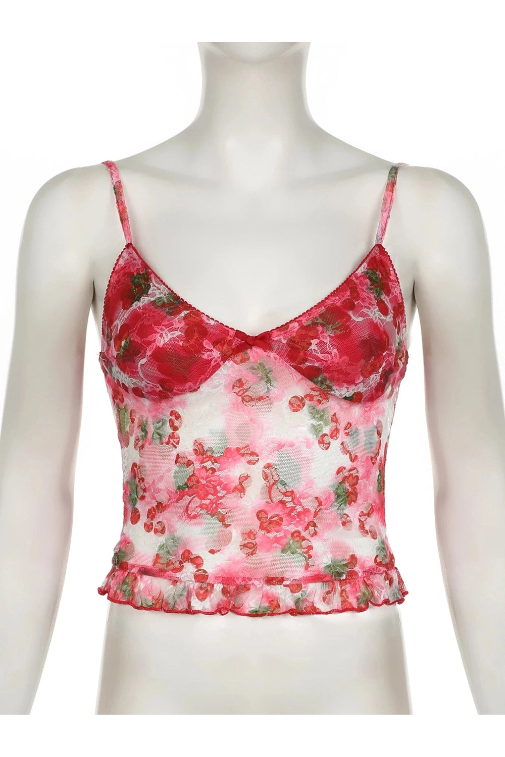 Fairycore Cherry Lace Top