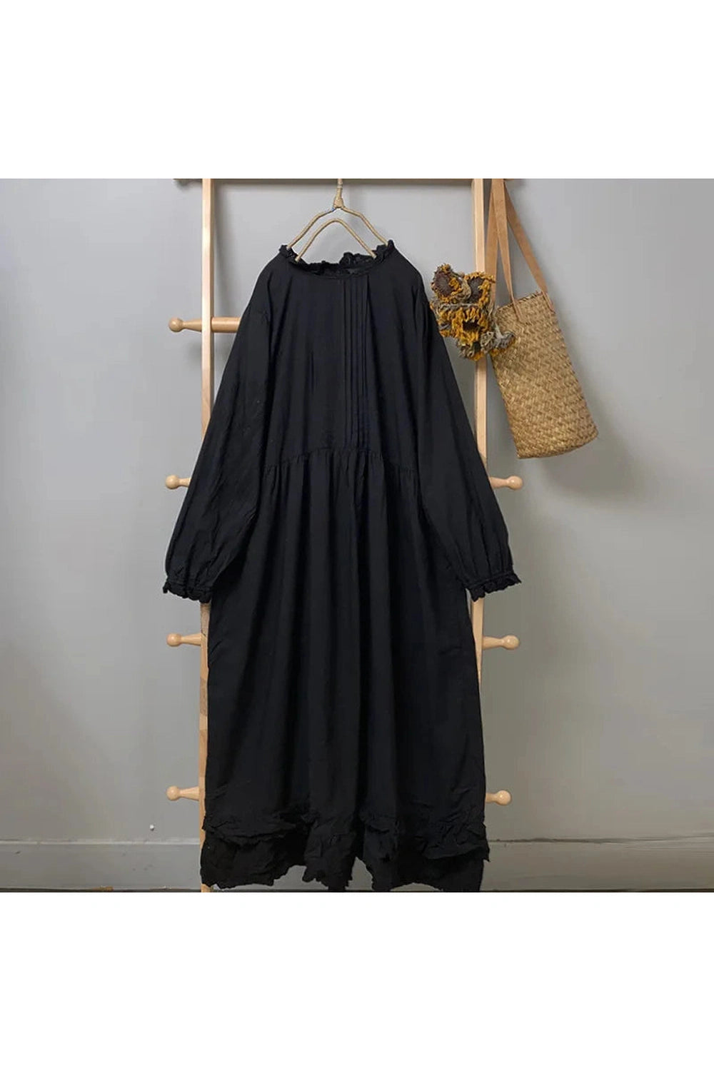 Japanese Cotton Linen Midi Dress - ottagecore clothes Japanese Cotton Linen Midi Dress - ottagecore clothes