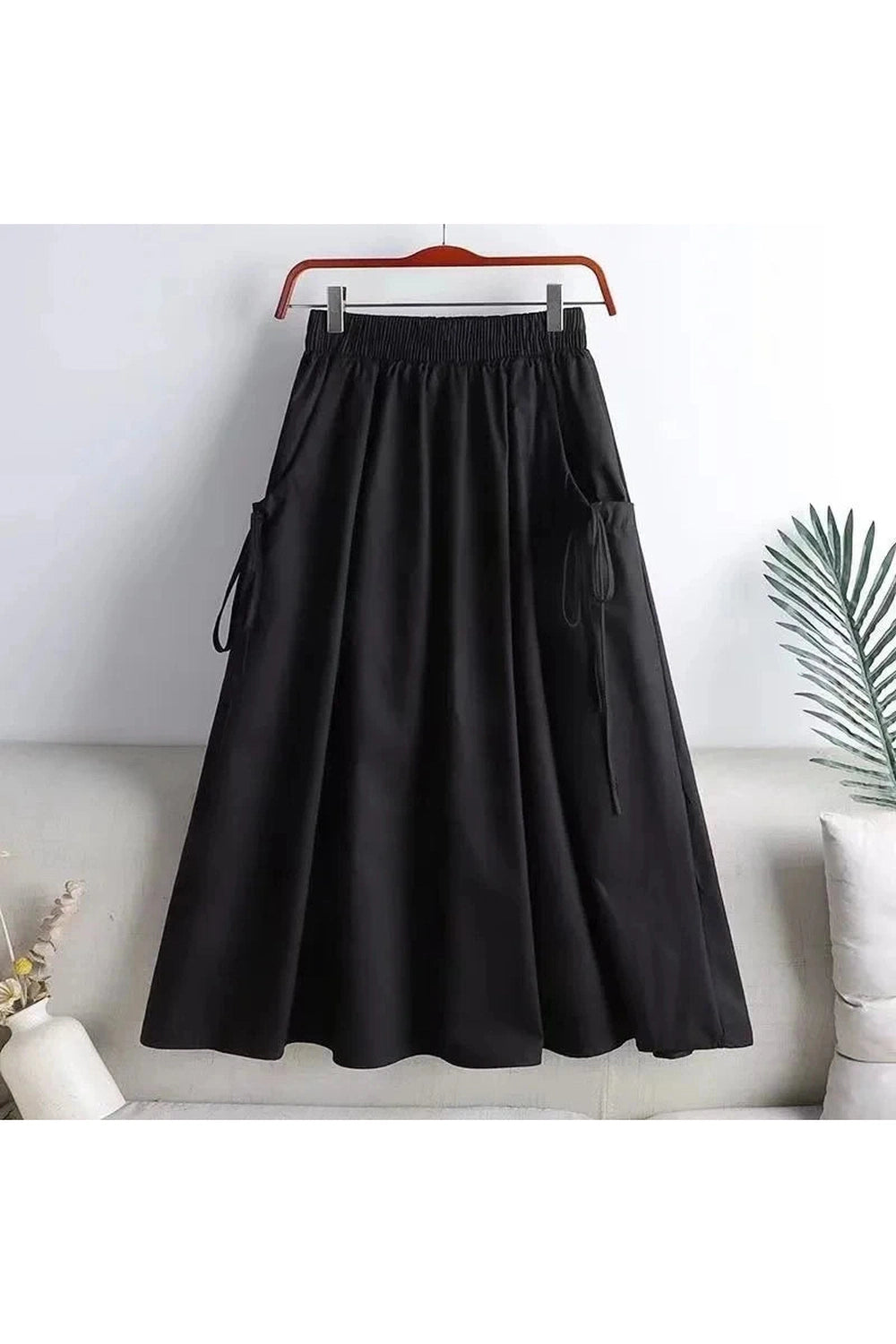 Drawstring Pocket A-Line Skirt