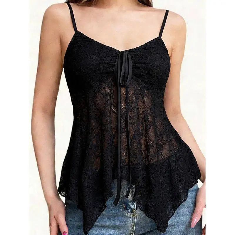 Fairycore Lace Tie Front Top
