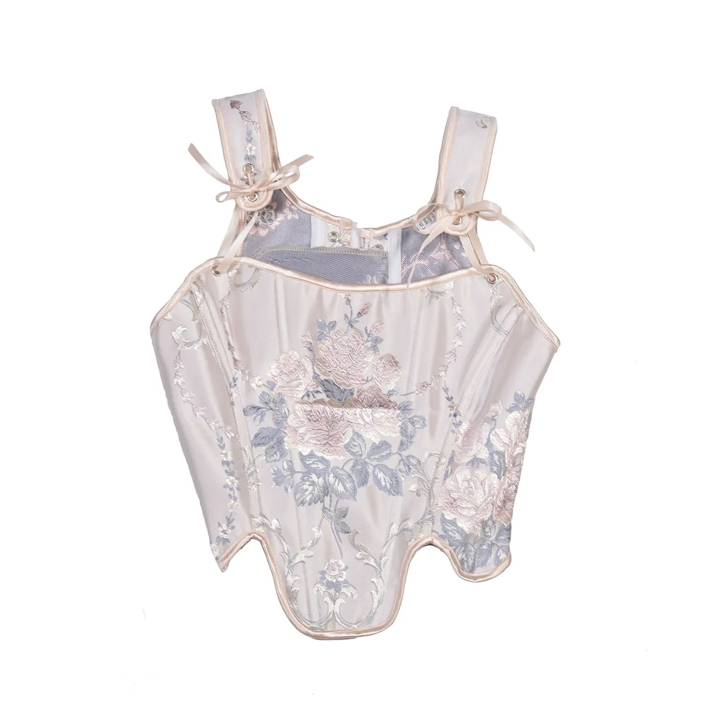 Fairycore Pale Rose Brocade Structured Corset