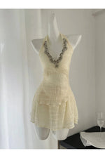 Vintage-Inspired Beaded Neckline Dress