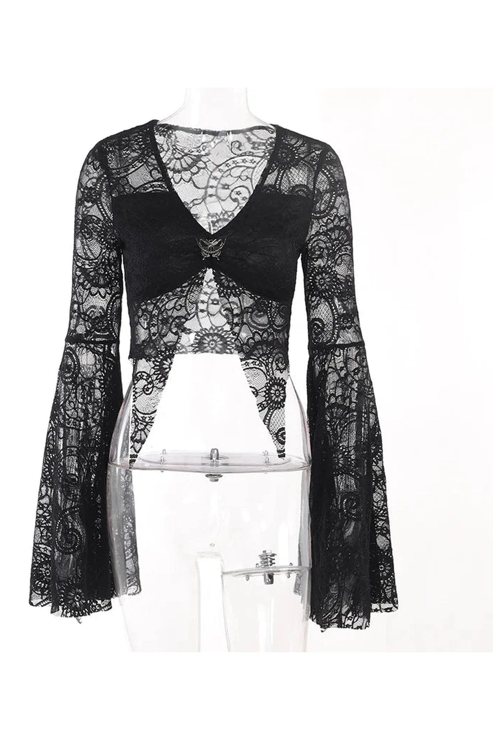 Dark Lace Gothic Crop Tee cottagecoreclothes