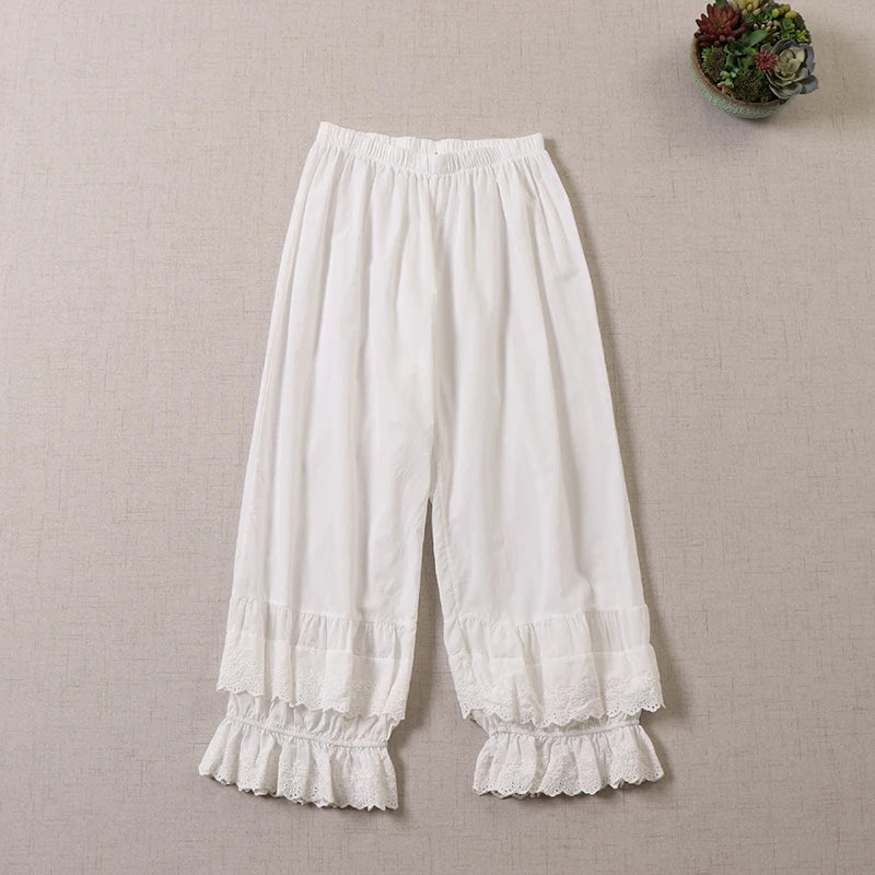 Mori Girl Ruffle Cropped Trousers