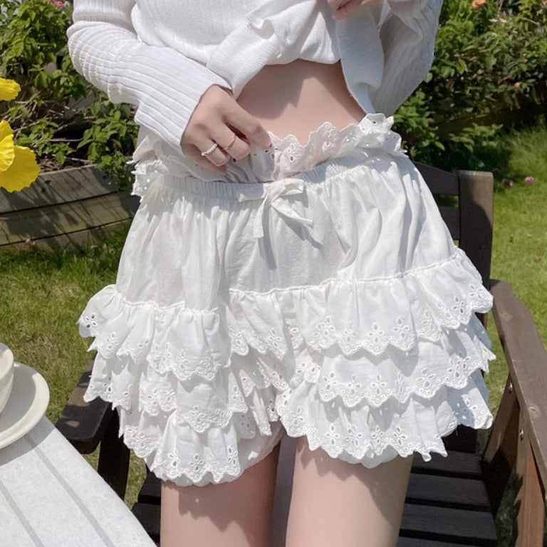 Prinzessinnen-Ästhetik Ösenrüschen-Bloomershorts
