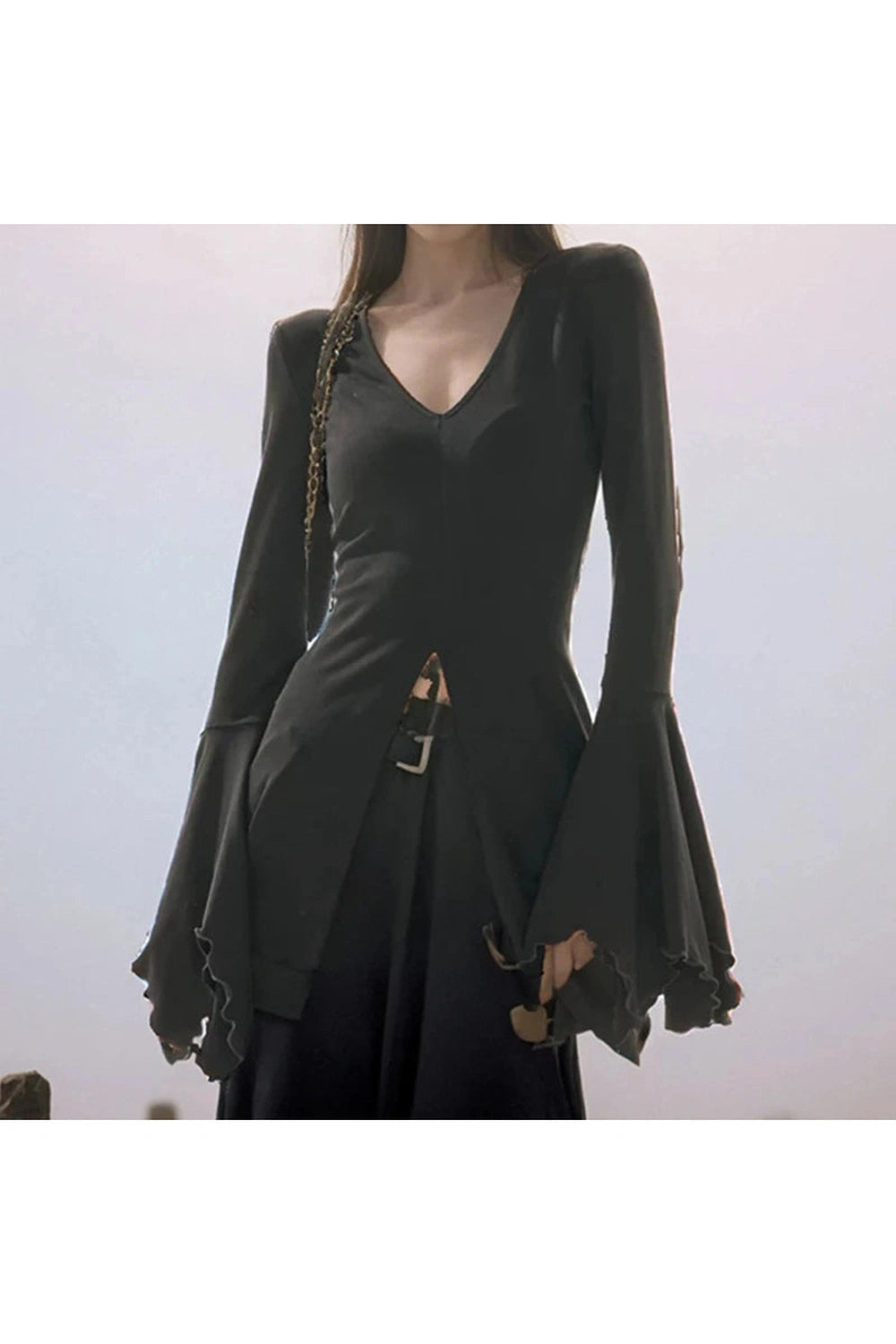 Dark Cottagecore V-Neck Top cottagecoreclothes