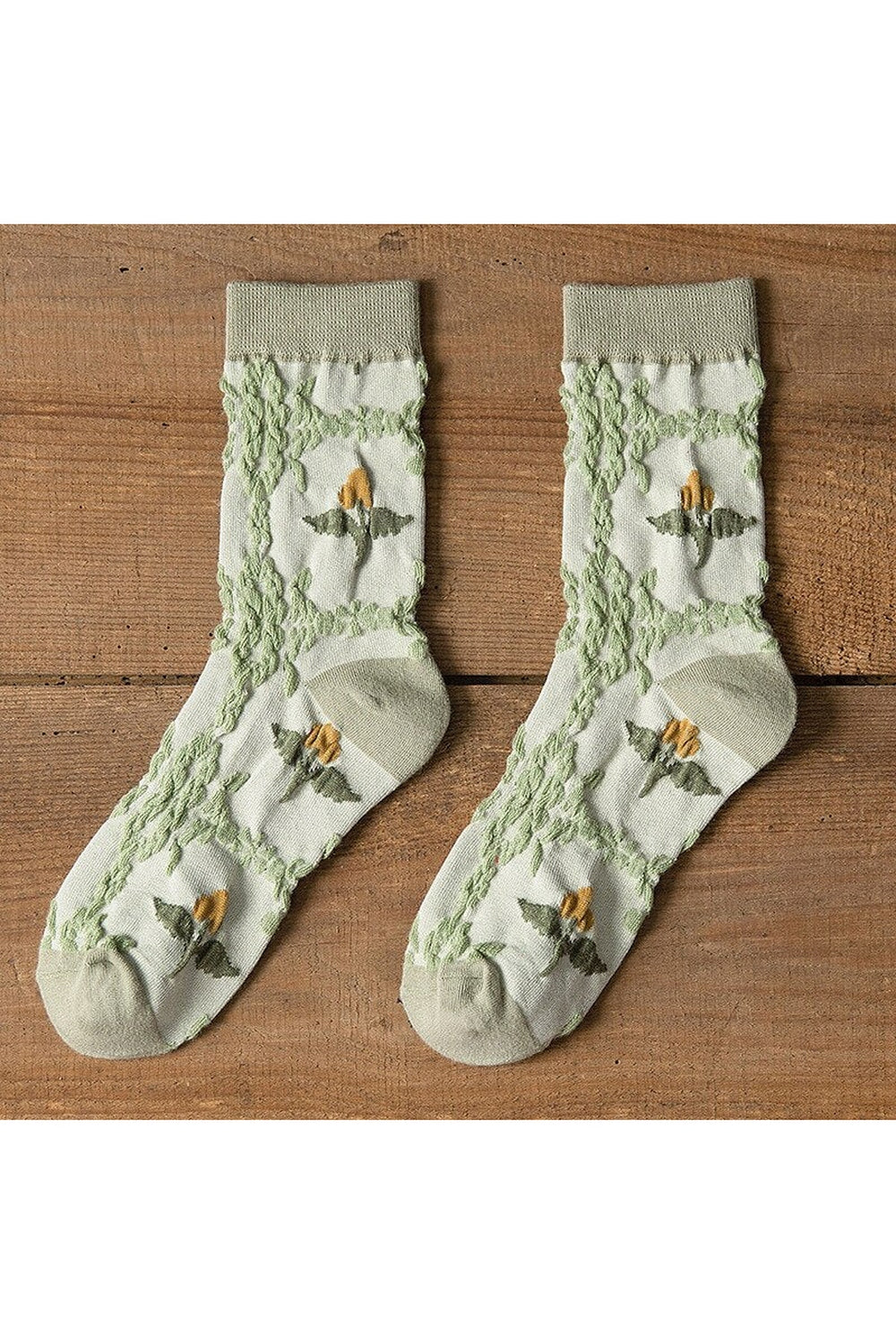 Cottagecore Green Embroidery Socks cottagecoreclothes