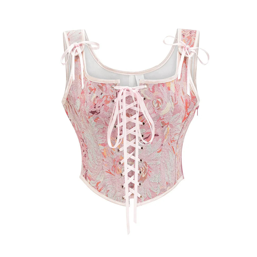 Forest Tapestry Lace-Up Corset