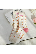 Asymmetric Retro Jacquard Socks