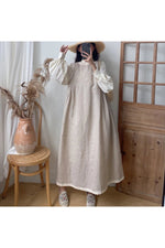 Johnature Linen Patchwork Dress