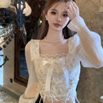 Fairycore Lace-Up Puff Sleeve Corset Top