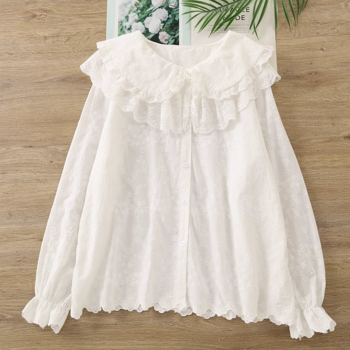 Cottagecore Lace Embroidery Blouse