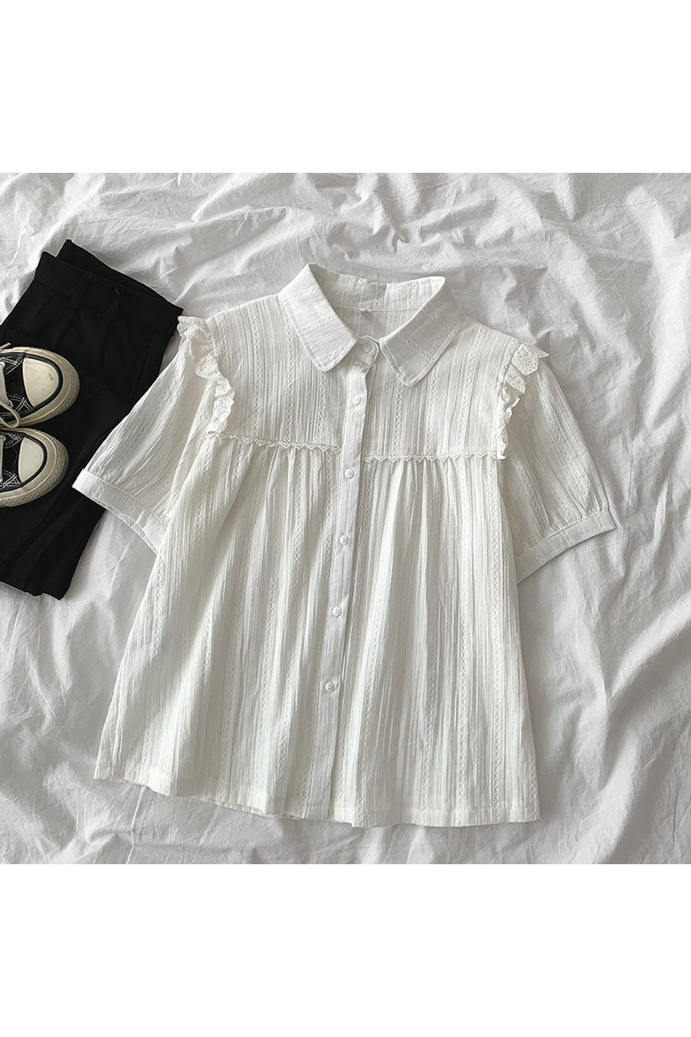 Lace Short Sleeve Shirt. cottagecoreclothes
