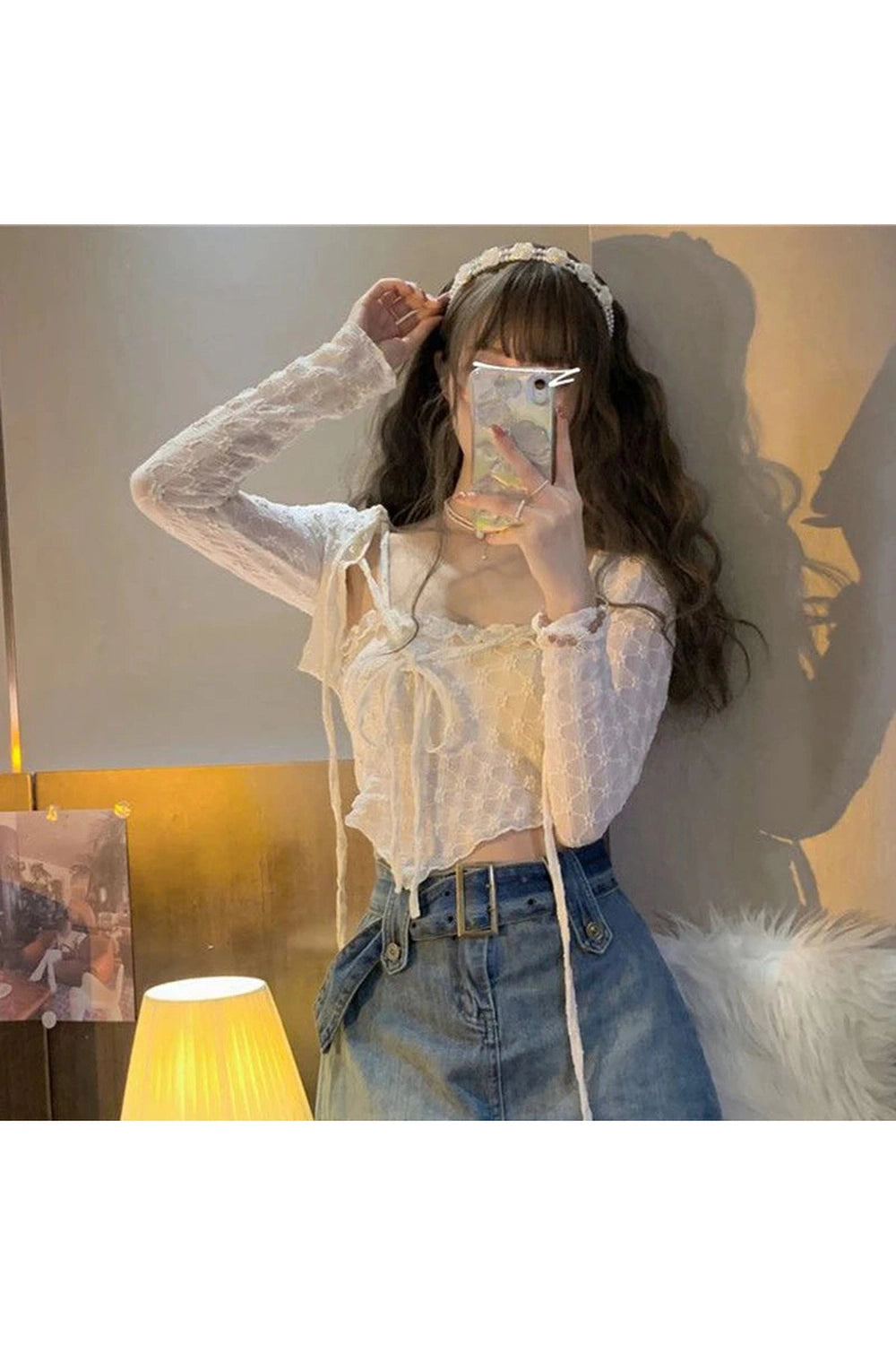 Fairycore Asymmetrical Lace Crop Top