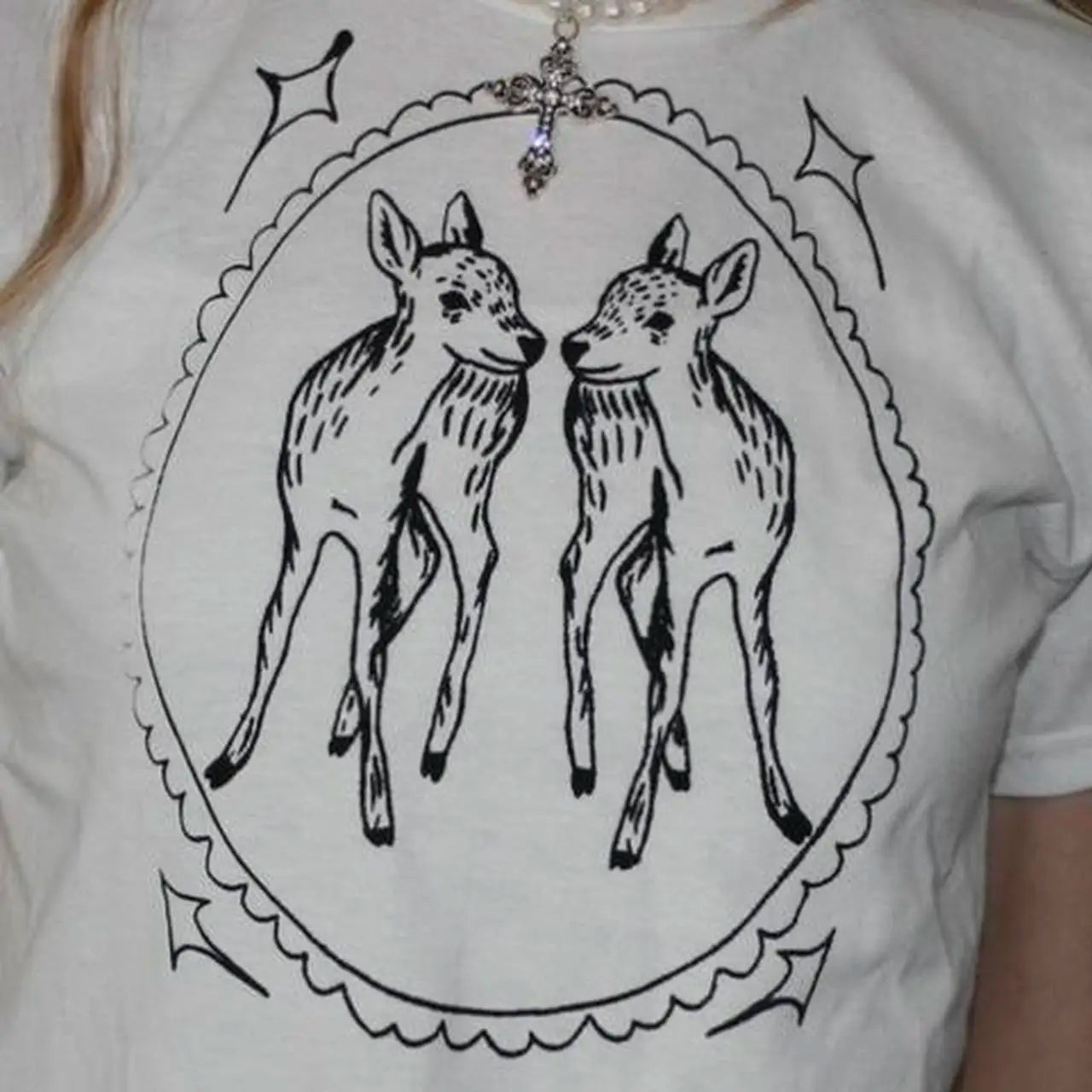 Whimsigoth Twin Fawns Graphic Shirt