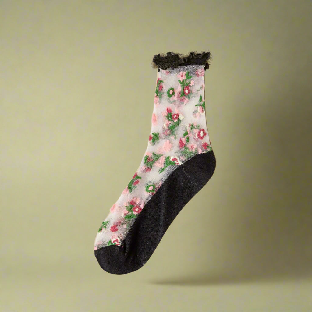 Cottagecore Sheer Floral Garden Socks cottagecoreclothes