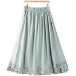 Embroidery Linen Elastic Skirt