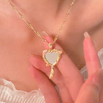 Fairycore Heart Mirror Pendant Necklace