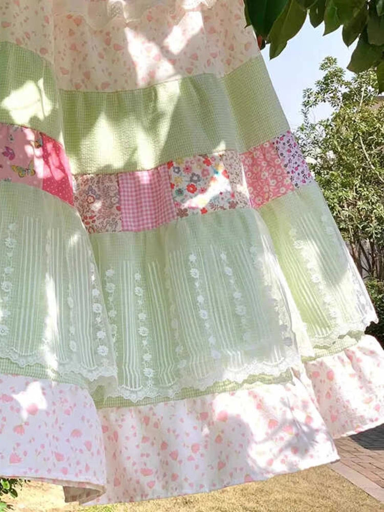 Mori Girl Pastel Tiered Skirt