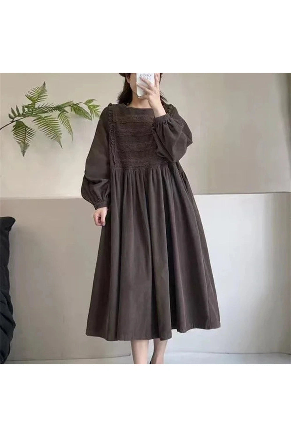 Mori Ruffled Corduroy Dress