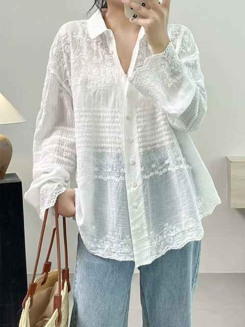 Floral Embroidery Tunic Shirt