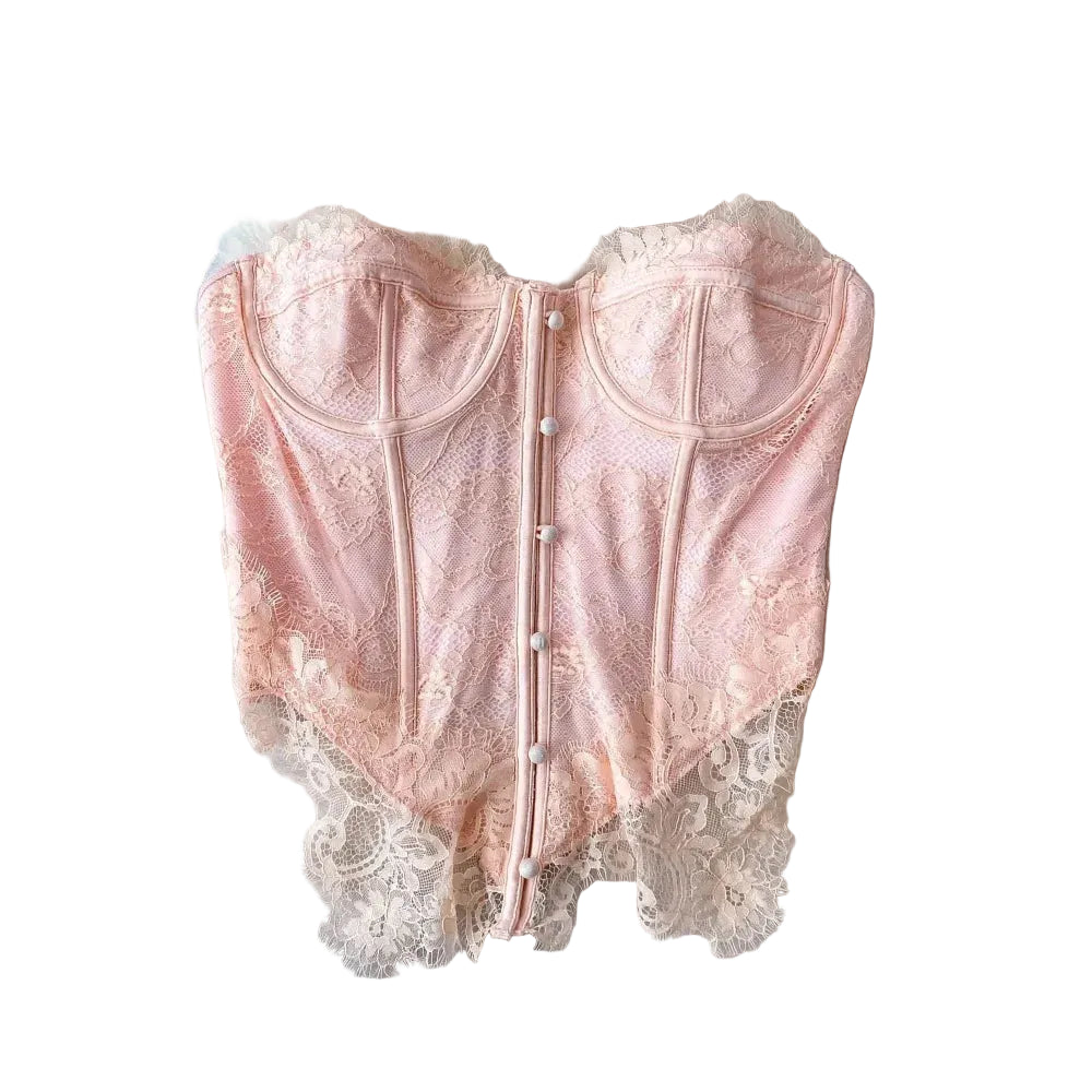 Princess Aesthetic Blush Lace Sweetheart Corset