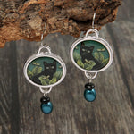 Mystic Black Cat Forest Earrings