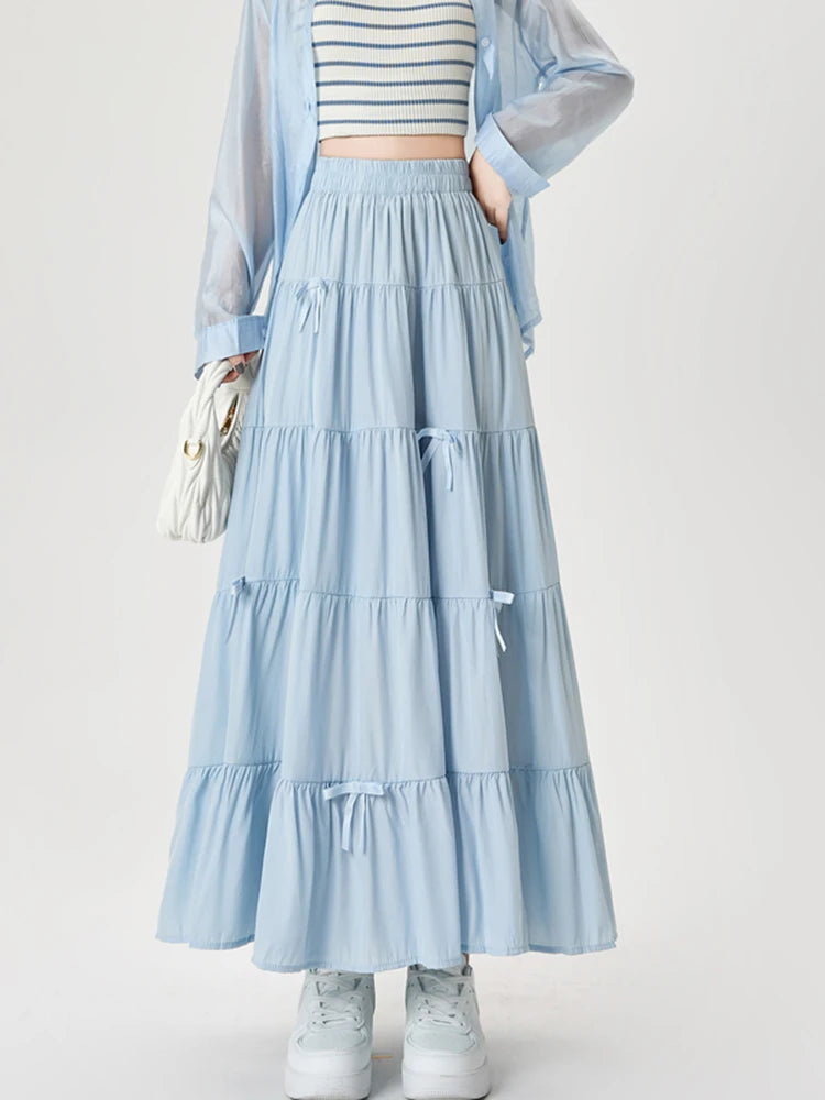 Retro Tiered High Waist Maxi Skirt