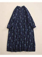 Mori Girl Floral Embroidered Long Sleeve Dress