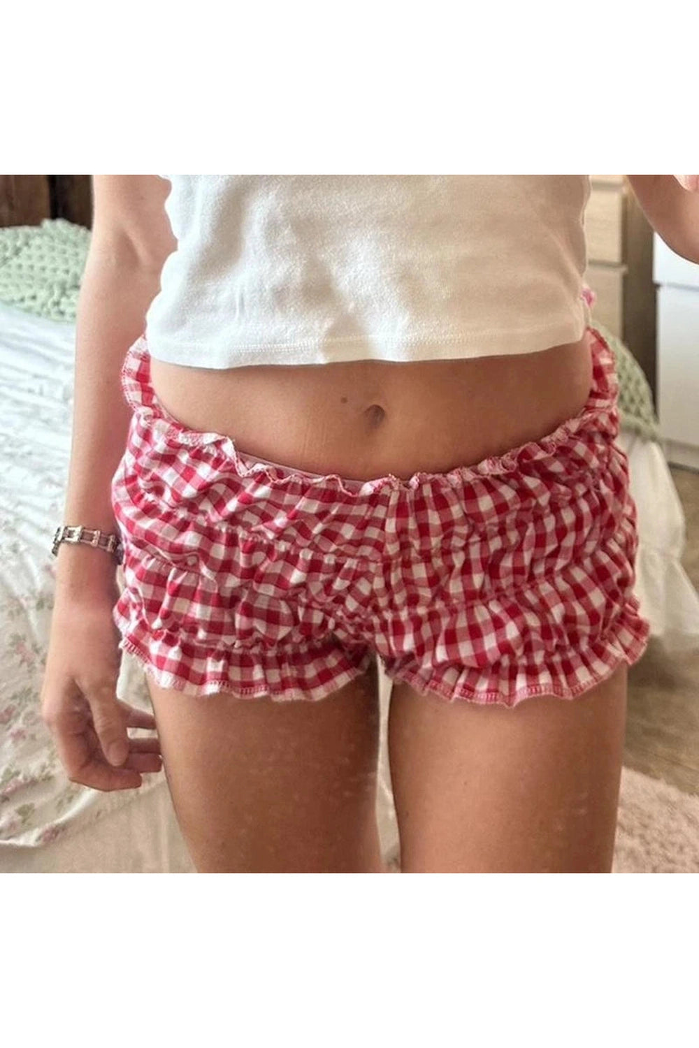 Plaid Elastic Bloomers Shorts