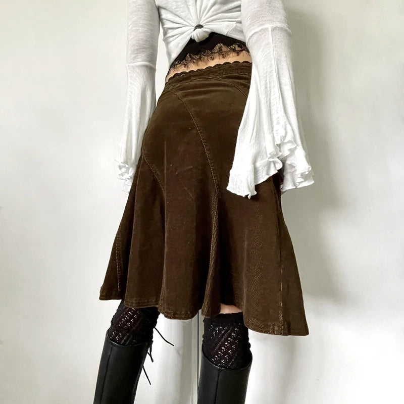 Goblincore Paneled A-Line Skirt