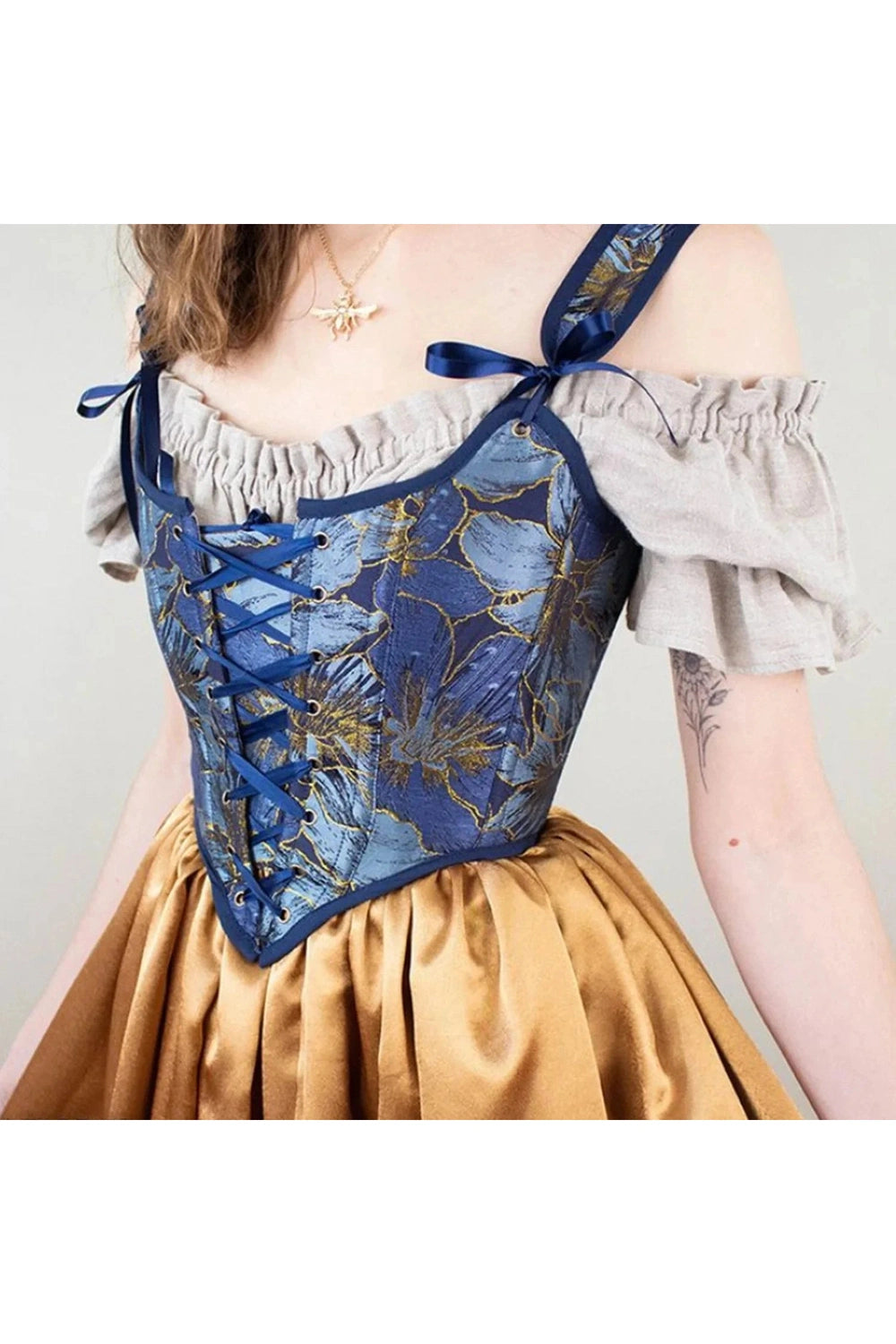 Fairycore Floral Embroidered Corset cottagecoreclothes