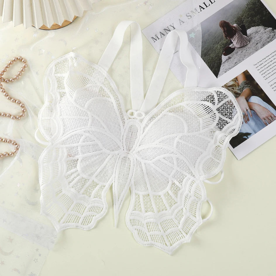 Dark Cottagecore Embroidered Butterfly Bralette