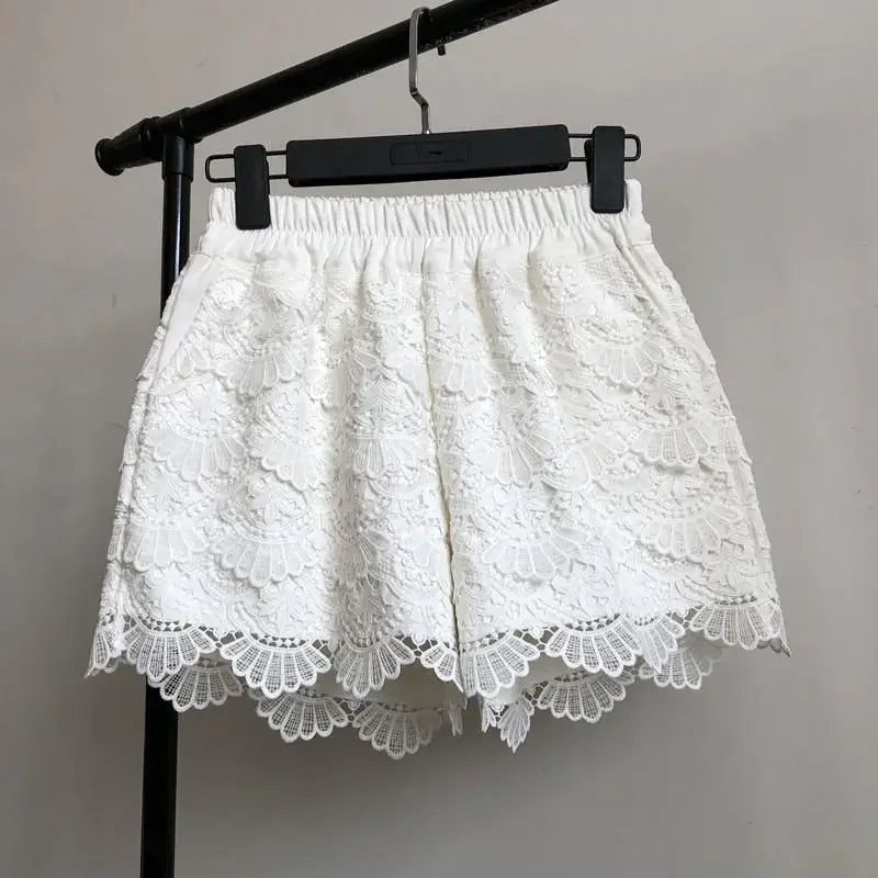 Dark Cottagecore Lace Overlay Shorts