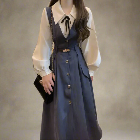 Vintage Buttoned Belle Midi Dress cottagecoreclothes