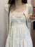 White Lace Spliced Sling Summer Dress
