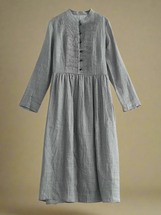 Vintage Pin-Tuck Long Sleeve Dress cottagecoreclothes