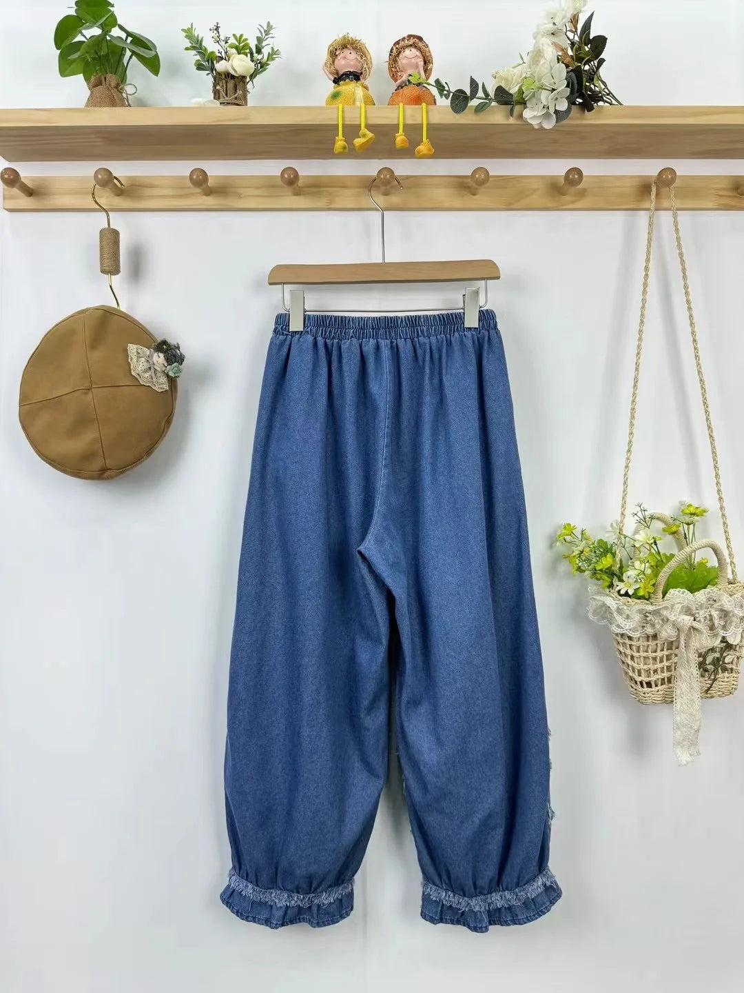 Mori Girl Patchwork Denim Pants cottagecoreclothes