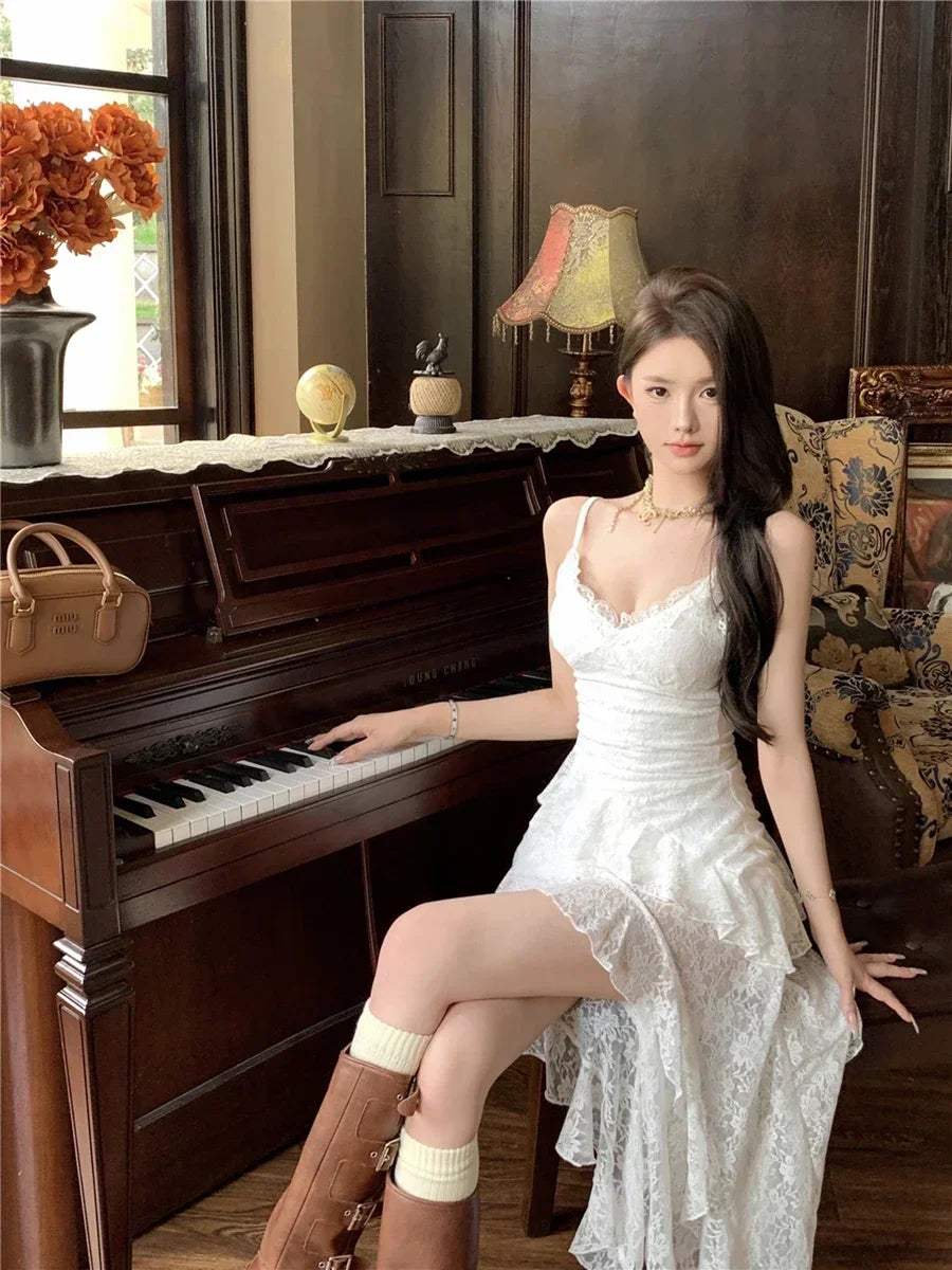 Fairycore Asymmetric Lace Dress