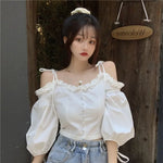 Romantic Puff Sleeve Tie-Shoulder Blouse