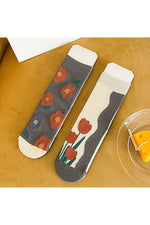 Asymmetric Retro Jacquard Socks