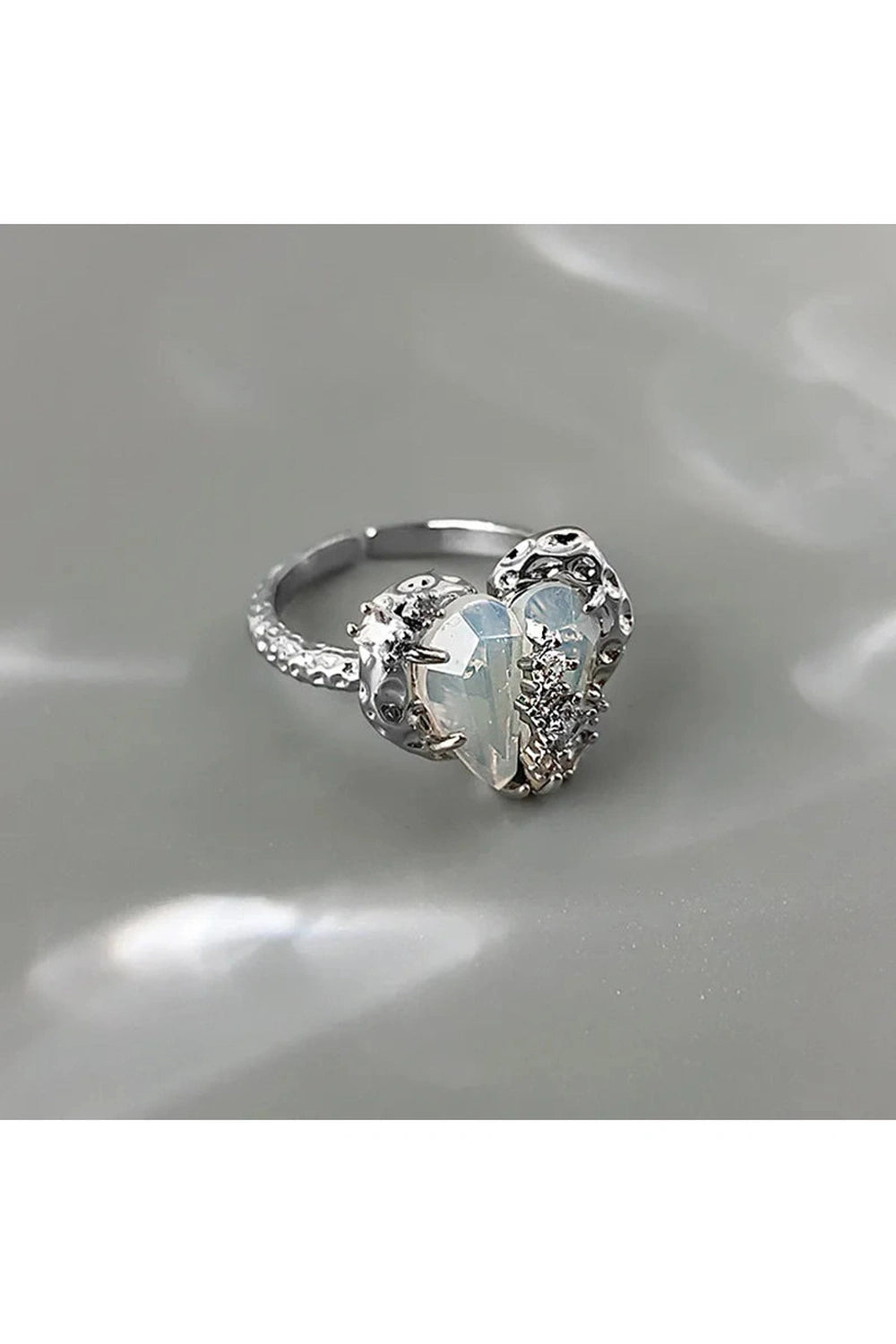 Fairycore Moonstone Heart Ring