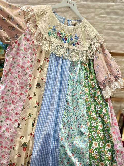 Mori Girl Floral Summer Midi Dress