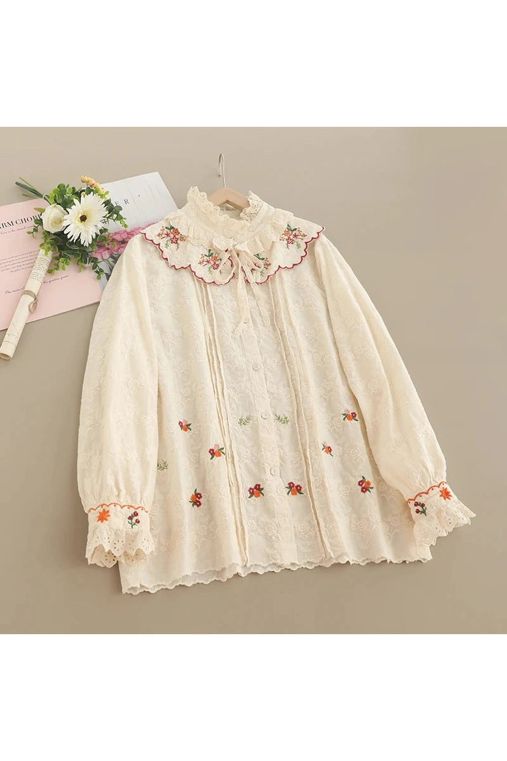 Sweet Mori Style Embroidered Shirt cottagecoreclothes