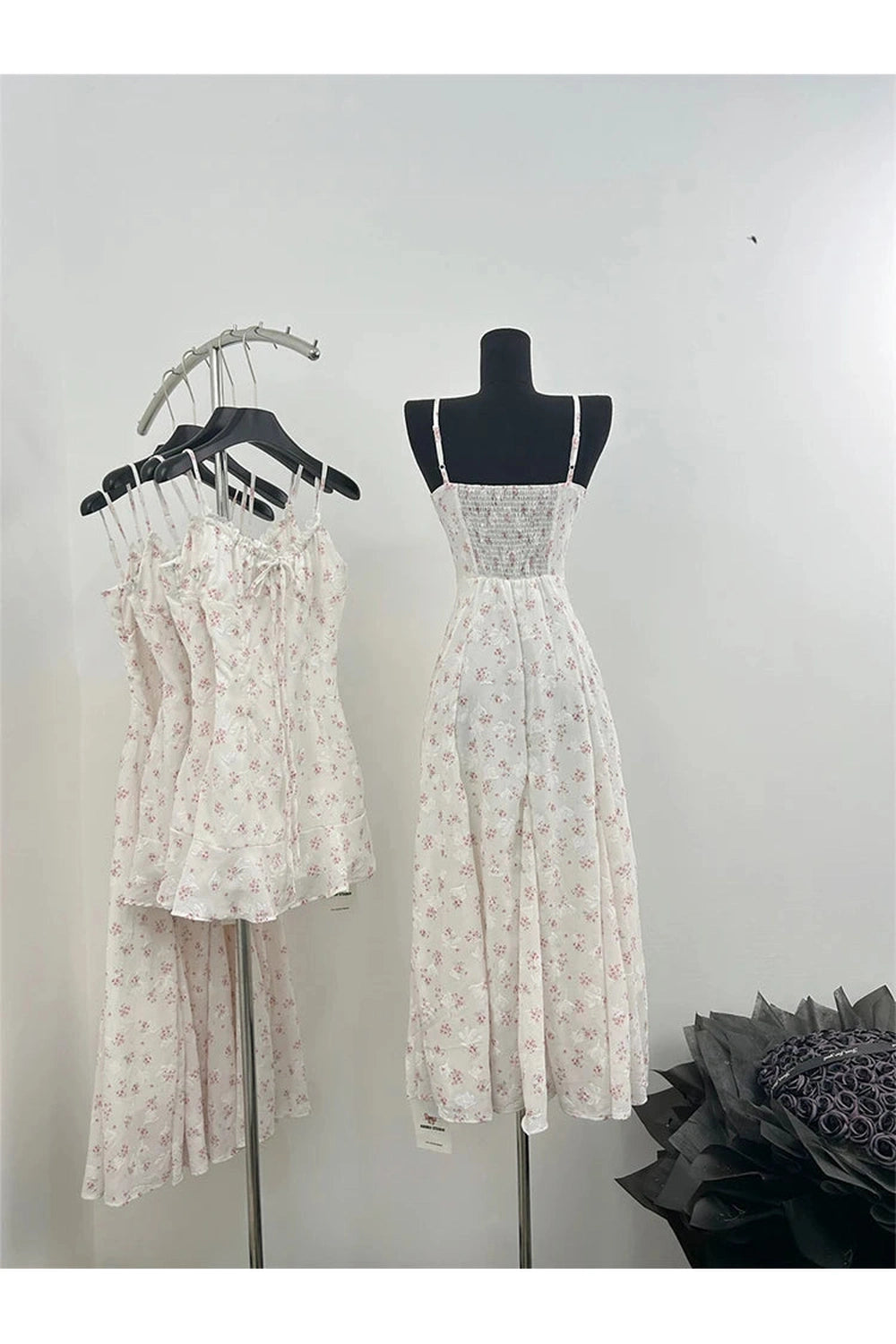 Fairycore Floral Lace-Up Dress