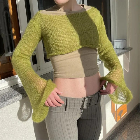 Y2K Fairy Core Knitted Crop Top