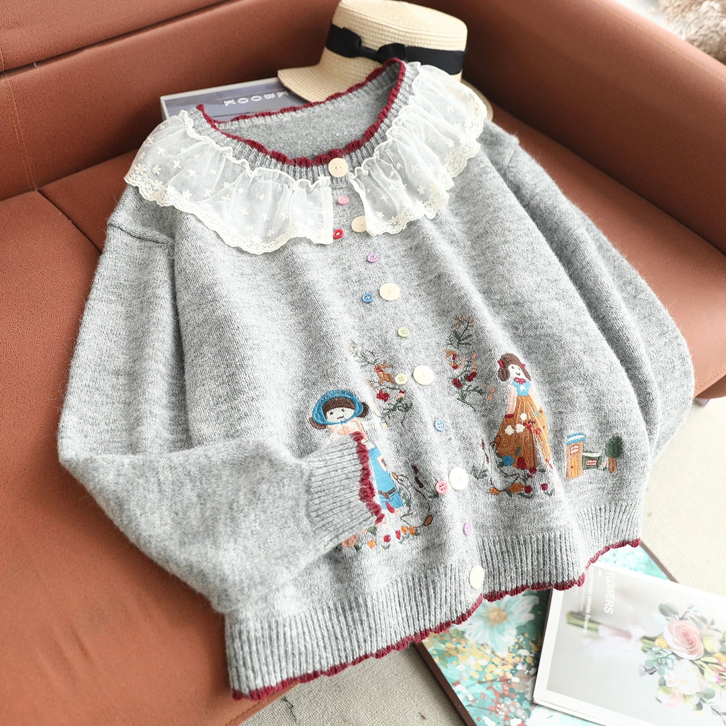 Cottagecore Garden Embroidered Lace Cardigan Coat
