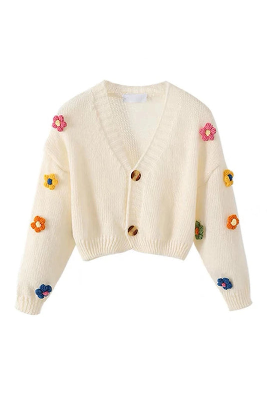 Blossom Sprinkle Crop Fall Cardigan cottagecoreclothes