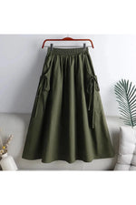 Drawstring Pocket A-Line Skirt